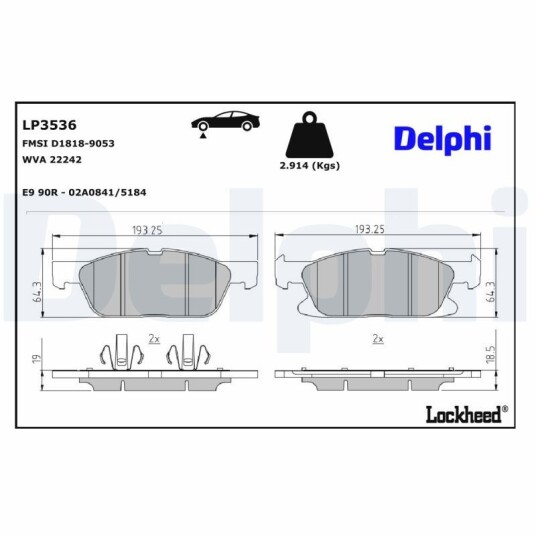 Bremseklosser DELPHI LP3536 Bremseklosser DELPHI LP3536