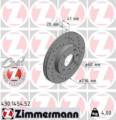 ZIMMERMANN 430.1454.52 Bremseskive ZIMMERMANN 430.1454.52 Bremseskive