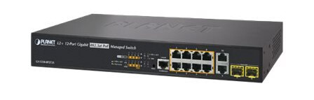 Planet Gs-5220-8P2t2s - Switch - Styrt - 8 X 10/100/1000 (Poe+) + 2 X 10/100/1000 + 2 X Fast Ethernet/Gigabit Sfp - Stasjonær, Rackmonterbar - Poe+ (240 W)