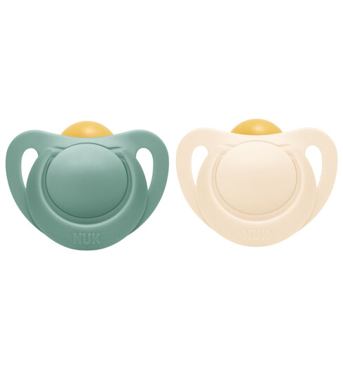 NUK Smokk For Nature Latex 18-36 måneder grønn / kremfarget 2-pk.