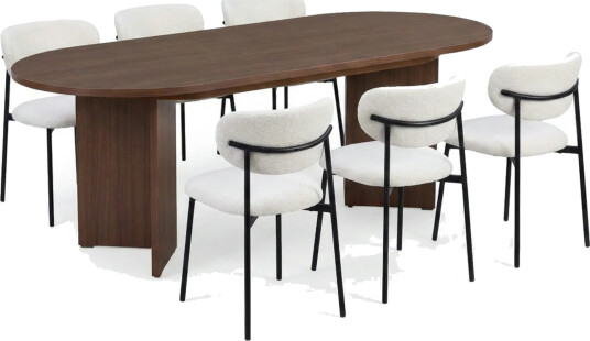Spisegruppe Nordure Dano uttrekkbart spisebord 160–200 cm med 6 Lucy spisestoler Vit Spisegruppe Nordure Dano uttrekkbart spisebord 160–200 cm med 6 Lucy spisestoler Vit