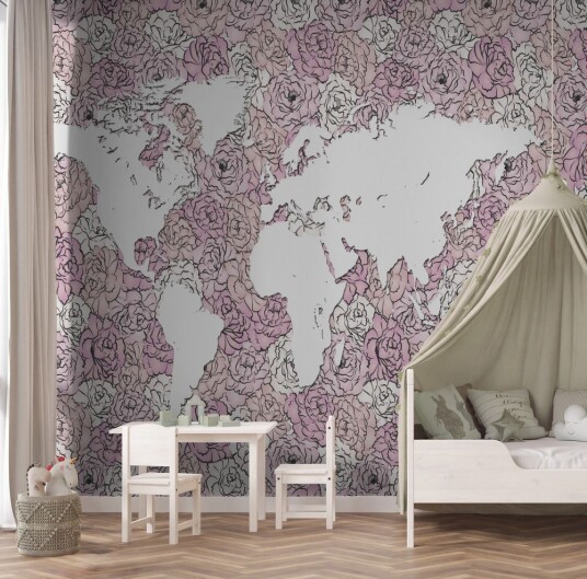 Tapet – Blomstrete verdenskart Tapet – Blomstrete verdenskart