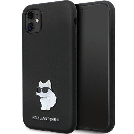 Karl Lagerfeld Hardcase for iPhone 11/XR 6,1" med Metalldel - Svart Silikon