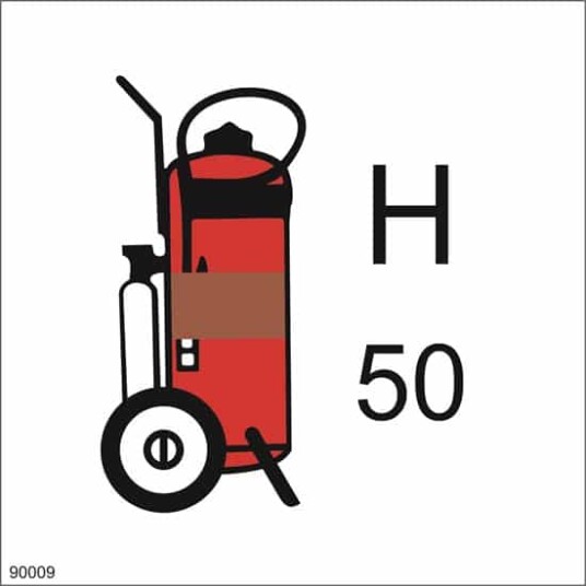 WHEELED FIRE EXTINGUISHER HALON 15X15 Selvklebende 15x15cm