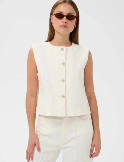 Soaked in Luxury Slrina Waistcoat White XS Soaked in Luxury Slrina Waistcoat White XS