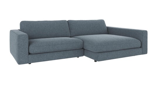Rowico Home Duncan 3 seters sofa med sjeselong H Middels blå Bobby 15 258 x 150 x 78 cm Blå