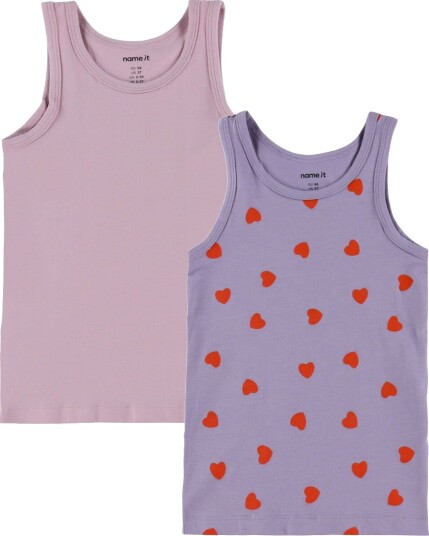 Name It Lavender Hearts T-skjorte 2-pakning til barn, Størrelse 104, Rosa
