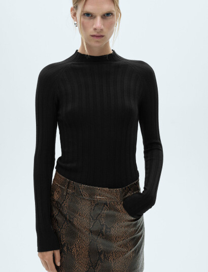 Mango Mini-Skirt With Animal-Print Effect - Beige - 38 Mango Mini-Skirt With Animal-Print Effect - Beige - 38
