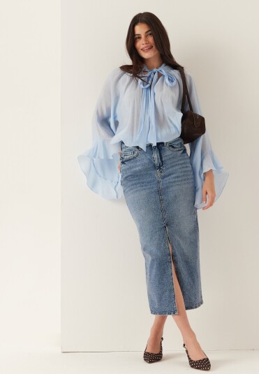 Vila Vijaf Hw Midi Denim Skirt noos
