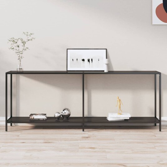 Konsollbord svart 200x35x75,5 cm herdet glass 331707