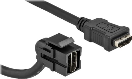 Delock Hdmi Kabel Hdmi Hunn Angled Keystone Til Hdmi Hann Rett 30 Cm Svart 4 K 30 Hz 3840 X 2160 Støtte
