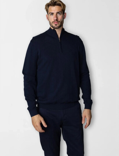 Clean Cut Copenhagen Claude Half-Zip Knit - Navy - S
