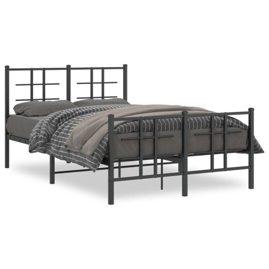  Sengeramme i metall med hode- og fotgavl svart 120x190 cm 8721012303751