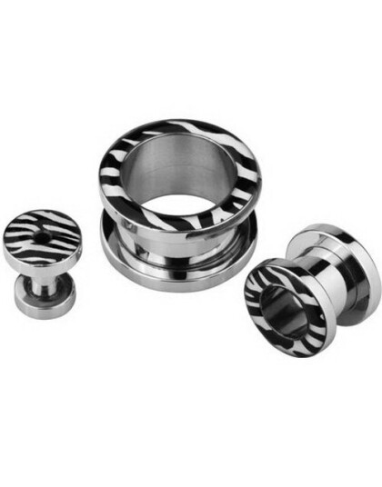 Piercing Tunnel med Sebramønster 4 mm