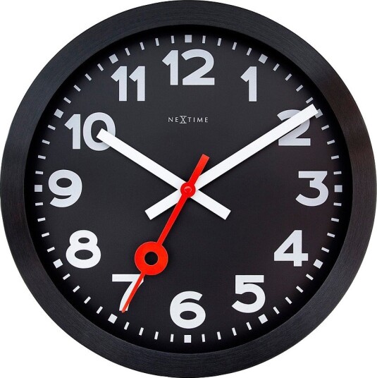 NeXtime Veggklokke Station Numbers 35 cm Svart