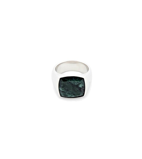 Tom Wood The Cushion Green Marble Ring Sølv M