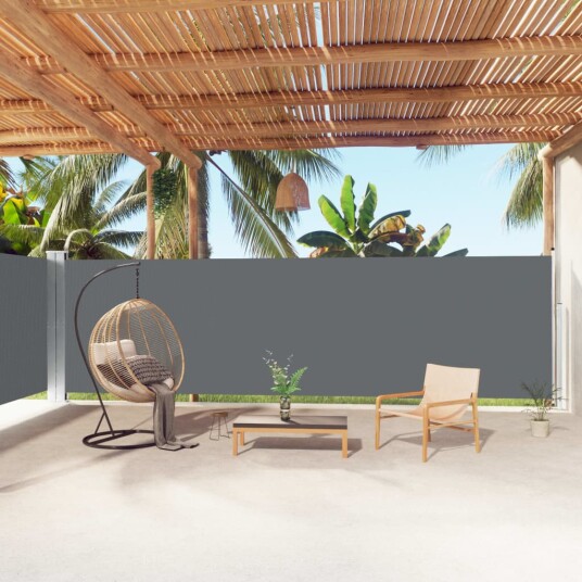 vidaXL Uttrekkbar sidemarkise 180x1000 cm antrasitt vidaXL Uttrekkbar sidemarkise 180x1000 cm antrasitt