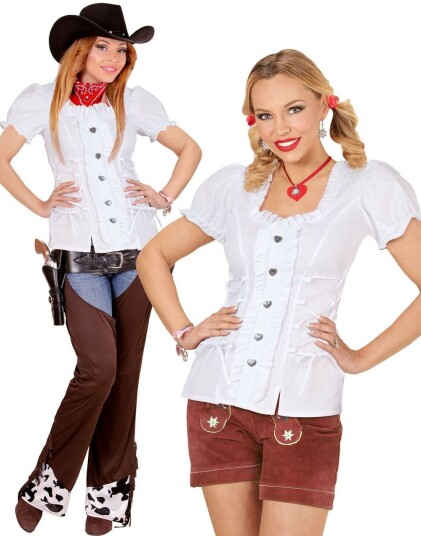Hvit Bavarian/Oktoberfest Kostymebluse til Dame Medium