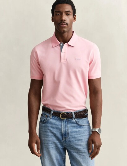 Gant Contrast Polo Shirt Pink S