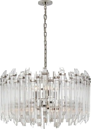 Adele Large Wide Drum Chandelier Antique Brass