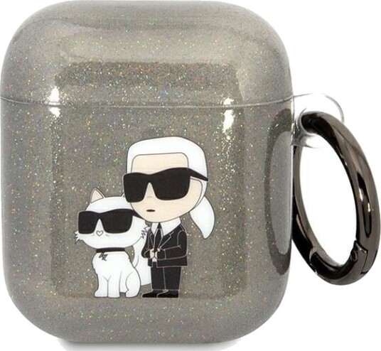 Karl Lagerfeld Kla2hnkctgk Airpods 1/2-Ett Deksel, Svart/Sort Glitter Karl&Choupette