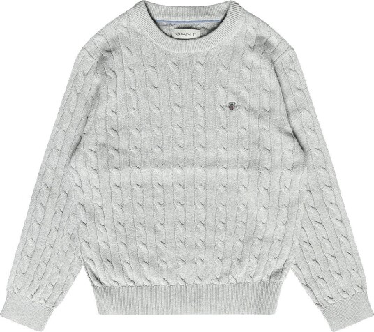 Gant Kids Shield Cotton Cable Neck Sweater GREY MELANGE 134