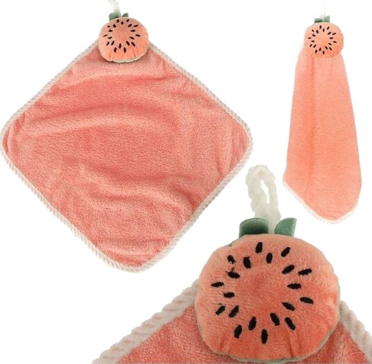 Rosa babyhåndkle med vannmelonmotiv myk