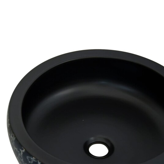 vidaXL Benkeservant svart og blå rund Φ41x14 cm keramikk