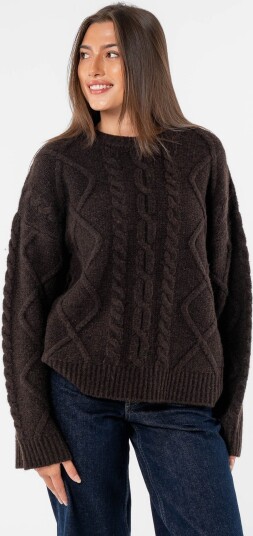 Løøv Magnolia Cable Sweater Brun XXL Løøv Magnolia Cable Sweater Brun XXL