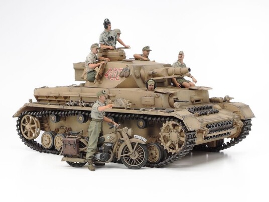 Tamiya 1/35 German Tank Panzerkampfwagen IV Ausf.F and Motorcycle Set - North Africa