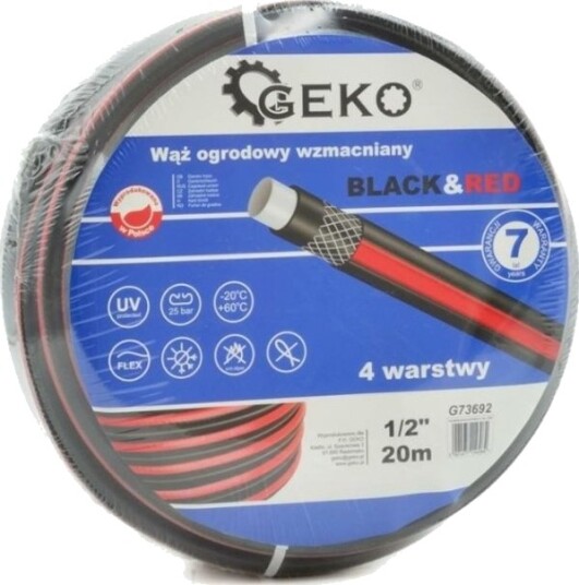 Geko Forsterket Hageslange Svart&Rød 1/2" 30M 1 G73693 Geko Geko Forsterket Hageslange Svart&Rød 1/2" 30M 1 G73693 Geko