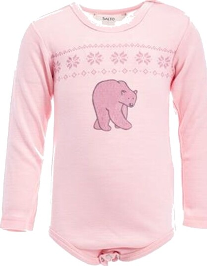 Salto Ullbody til baby i lys rosa   100% merinoull 62/68 cm