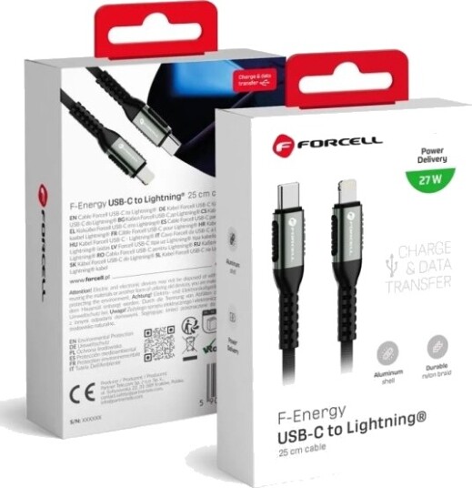 Usb-Kabel Forcell Usb-C Til Usb-C 0,25 M Svart
