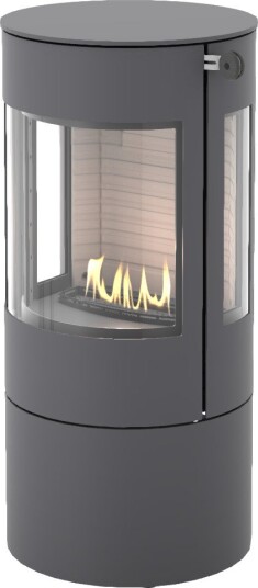 Viva L 100 platina frittstående biopeis med sideglass og ståldør Viva L 100 platina frittstående biopeis med sideglass og ståldør
