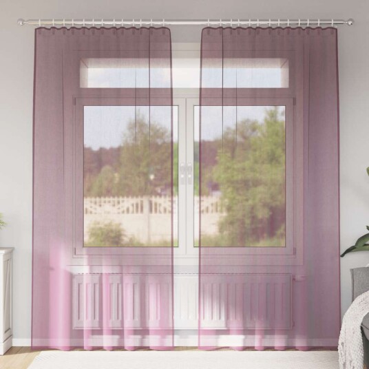 Voilegardiner med hemper 2 stk lilla 140x245 cm 8721158553102