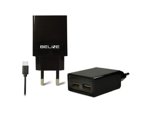 Travel Charger Beline 2X Usb + Usb-C 2A Black