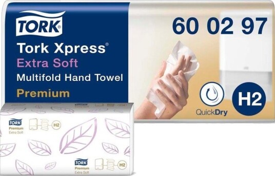 TORK Papirhåndklæder ark Tork Premium Extra Soft H2 2 lag hvid 212mmx340mm karton a 2100 FSC Mix Credit