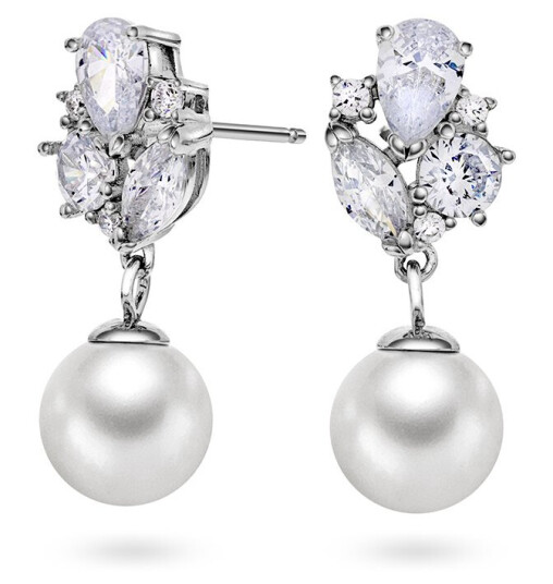 Pan Jewelry, Øredobber i sølv med perlemor og zirkonia Pan Jewelry, Øredobber i sølv med perlemor og zirkonia
