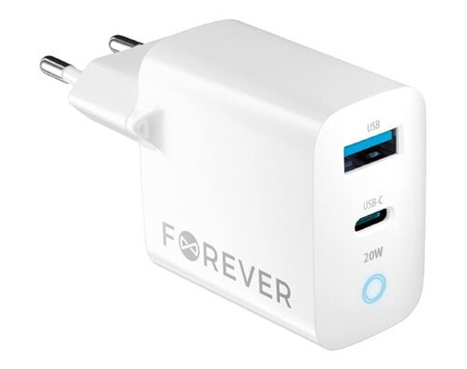 Forever USB lader PD QC 1x USB-C 1x USB 20W