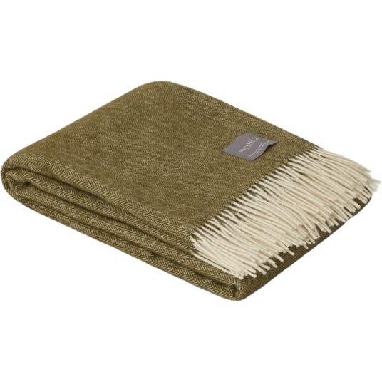 Stackelbergs Wool Fishbone Teppe 130x170 cm Olive/Off white