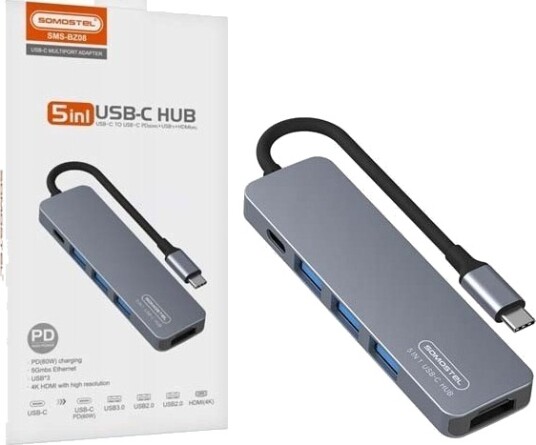 Verbatim Usb-Adapter Adapter Usb-Vert Somostel Sms-Bz08 Pd 60W 1Xtyp-C 2Xusb 2.0 1Xusb 3.0 1Xhdmi Dex Hub>