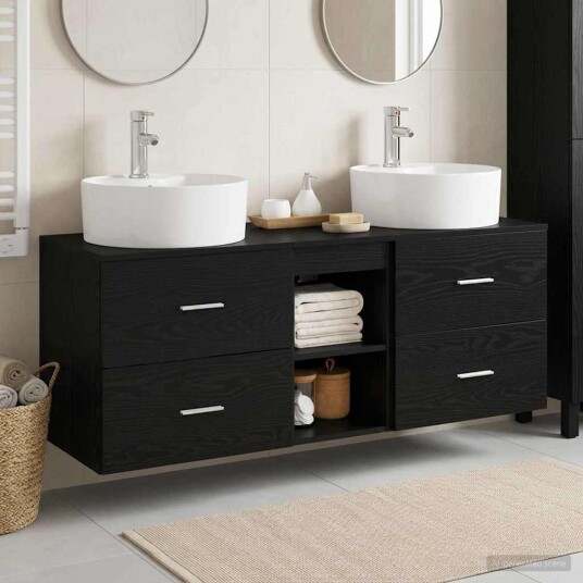 vidaXL Baderomsskapsett 3 stk. Svart 49,5 x 44,5 x 65 cm vidaXL Baderomsskapsett 3 stk. Svart 49,5 x 44,5 x 65 cm