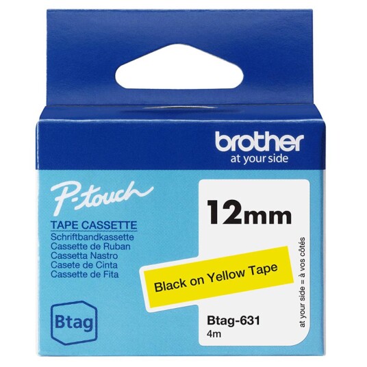 Brother Tape Btag-631 12mm Svart/gul