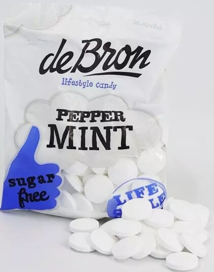 deBron Sugarfree Peppermint   Sukkerfrie Pastiller Peppermyntesmak 80 g