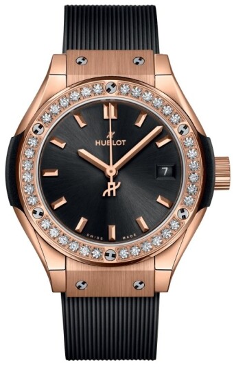 Hublot Dameklokke 591.OX.1480.RX.1204 Classic Fusion Sort/Gummi Ø29