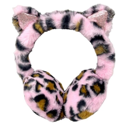 Ørevarmer leopard rosa