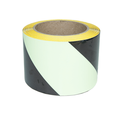Etterlysende tape for ledelinje  non-MED  80 mm x 10 m  Etterlysende/ sort   