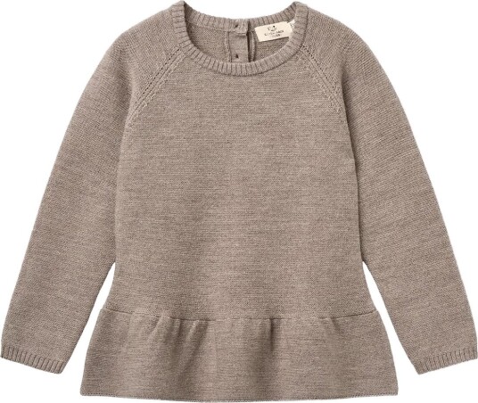 Copenhagen Colors Merino Knitted Frill Blouse NATURAL MELANGE 128 Copenhagen Colors Merino Knitted Frill Blouse NATURAL MELANGE 128
