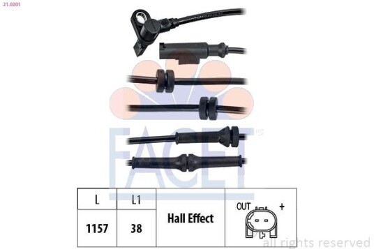 Sensor, ABS FACET 21.0201