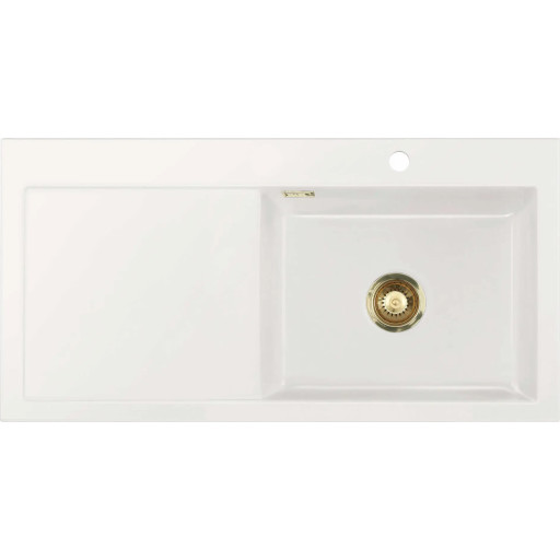 Lavabo Mera 100SL kjøkkenvask 97x48 cm, hvit/messing Lavabo Mera 100SL kjøkkenvask 97x48 cm, hvit/messing